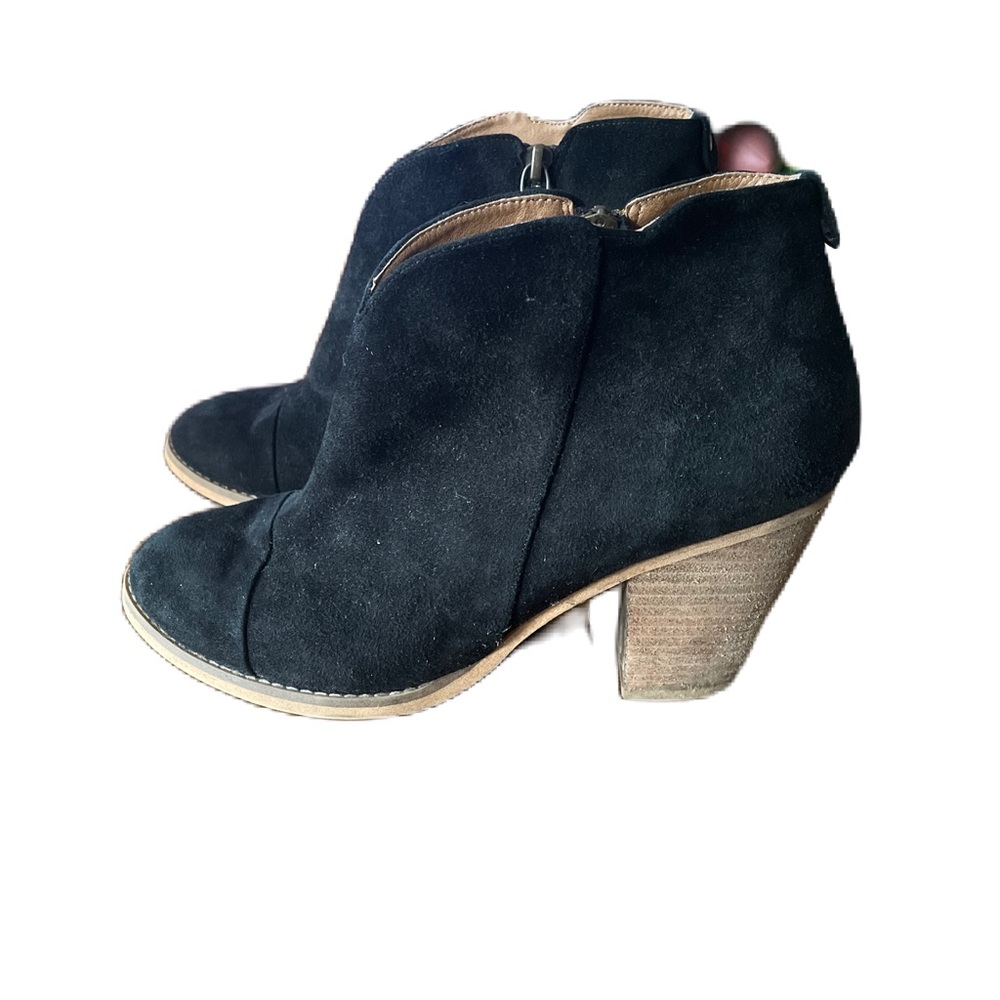 Susina Boots Womens 8.5 Ankle Booties Heels Black Leather Suede Side Zip Classic - Picture 2 of 9